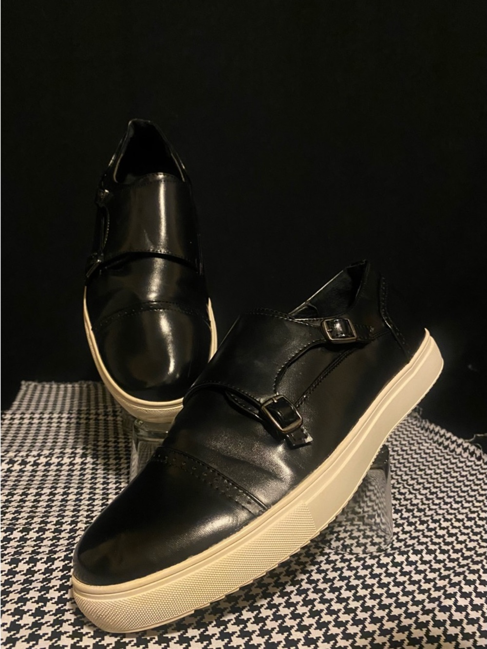 New York & Company Black Leather Double Monk-Style Slip-On Sneakers - Picture 9 of 11